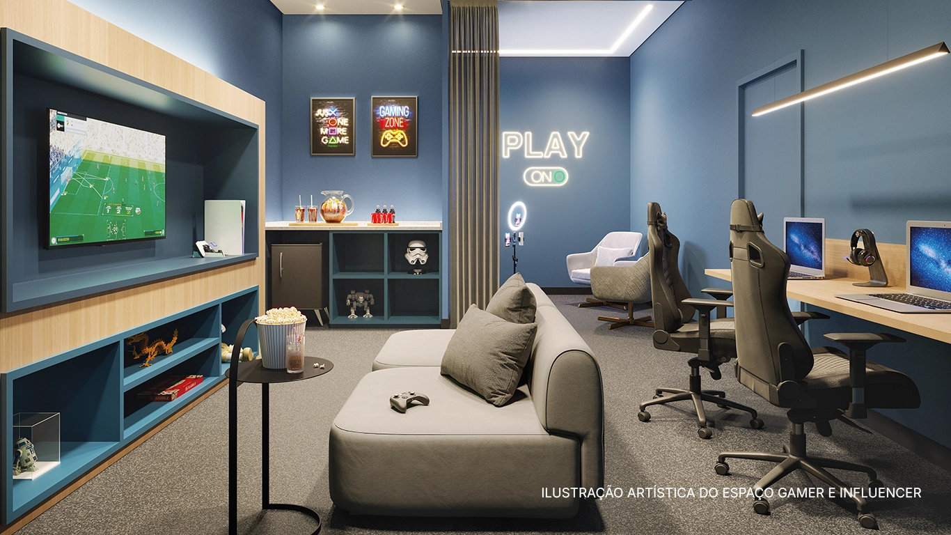 ILUSTRAÇÃO ARTÍSTICA DO ESPAÇO GAMER E INFLUENCER